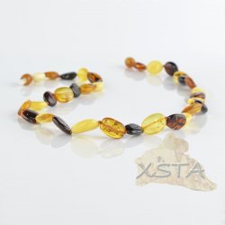 Amber necklace polished flat multicolour olive